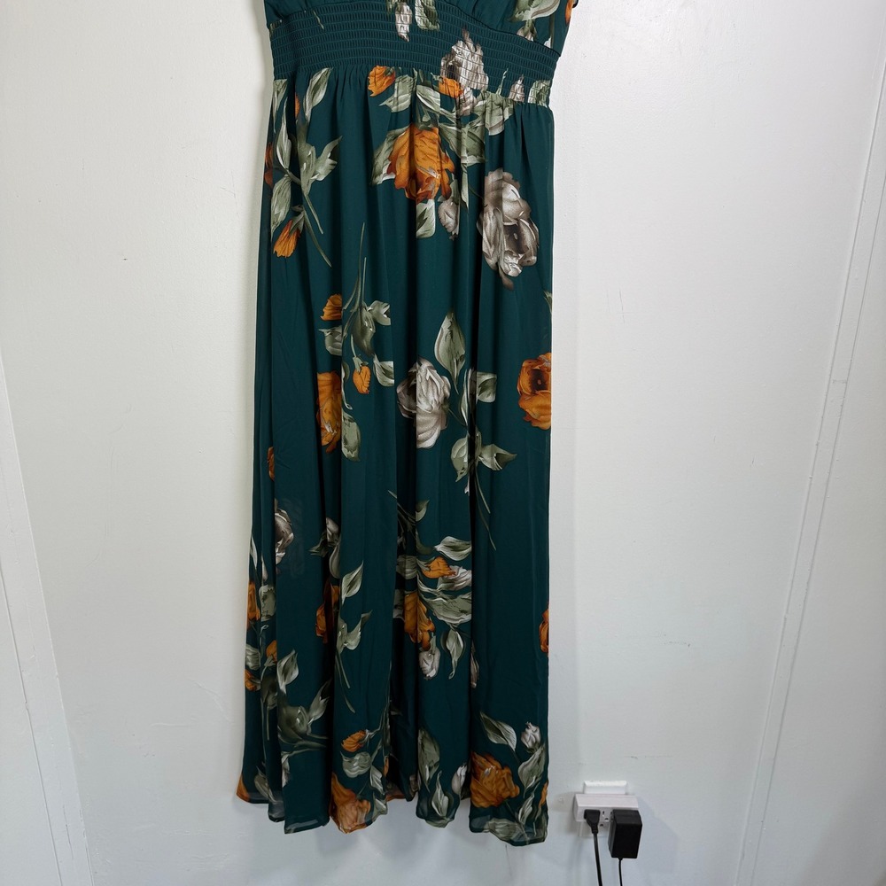 Baltic Born Birdie Maxi Dress Deep Topaz Floral M Teal Orange V-Neck NWT - Picture 7 of 10